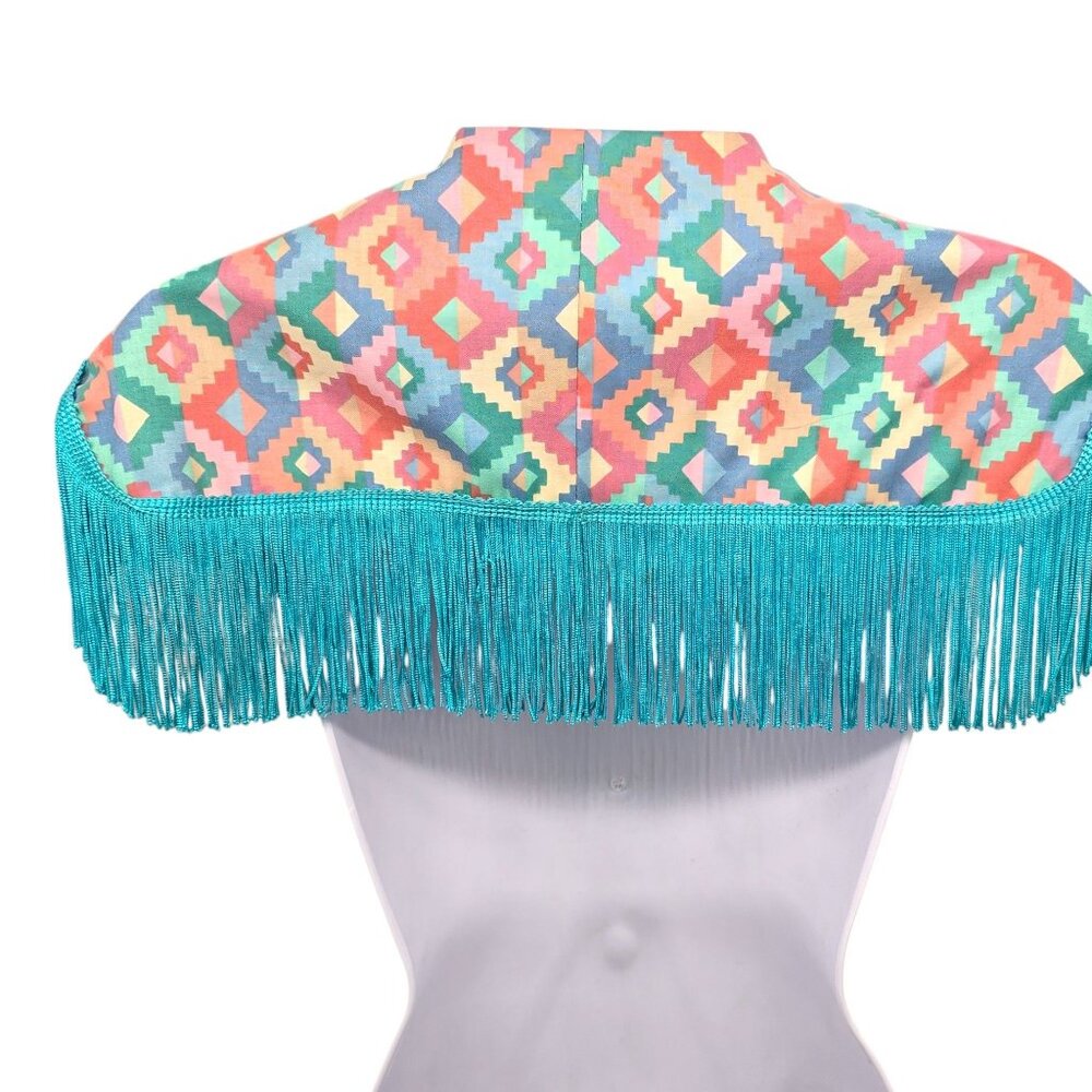 Shoulder Shawl Women Collar Western Cowgirl Square Dancing Turquoise Fringe O/S - Picture 2 of 8